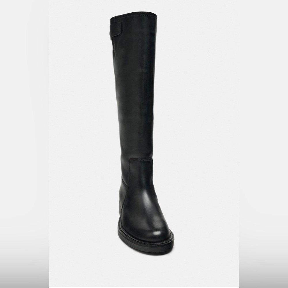 Leather knee high boots
